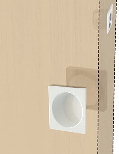 BricoShopping® set MANIGLIE per PORTA interna in legno A SCOMPARSA SCORREVOLE KIT senza SERRATURA ad INCASSO GANCIO e nottolino cieca QUADRATA bocchetta acciaio (Quadrato S/Serratura, Bianco)