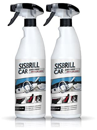 Sisbrill Car, Acondicionador de Salpicaderos, Plásticos y Piel - Abrillantador Satinado - Crema pulverizada con Tacto Seco - 750 ml (Pack 2 Unidades)