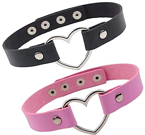 Clyhon Damen Halsband Set, 2 Stücke Einstellbar Kragen Choker, Schwarz Vintage Gothic Punk Rock, PU Leder