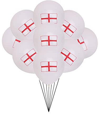 WedDecor 10” Helium Grade England Balloons 100pcs – St George Day Party Supplies for Football, Rugby, National Holiday, World Cup, Street Parties & British Patriotic Events