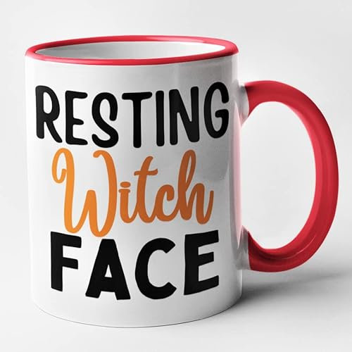 Funny Halloween Mug - Resting Witch Face (Red)