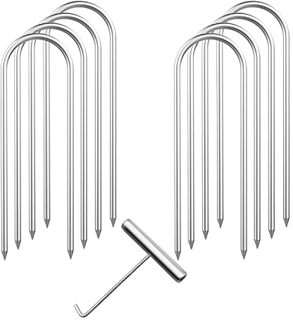 Kit d'ancrage de trampoline, piquets de 8 mm d'épaisseur, piquets de vent, d'ancrage au sol en acier galvanisé en forme de U pour buts de football, tentes de camping, toboggans pour enfants et grands