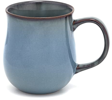 SECELES Große Kaffeetassen Becher 500ml, handgemachte Keramik Teetasse groß für Büro und Zuhause, Trinkbecher großer Griff, mikrowellen spülmaschinenfest, stilvolle Texturglasur (Nebel blau)