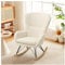 INMOZATA Relax Rocking Chair Comfortable Cashmere Rocker Relaxing Recliner Chair Traditional Arm Rest Lounge Chair with Cashmere Cushion(Beige), W73*D103*H98CM