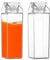 PW TOOLS 2 Bouteilles d'eau en Carton Lait, 500 Ml/1000 ML Recharge Jus Carré Transparent, Bouteille d'eau Réutilisable en Forme Carton Lait, Bouteille Jus, pour Voyage, Camping, Sport