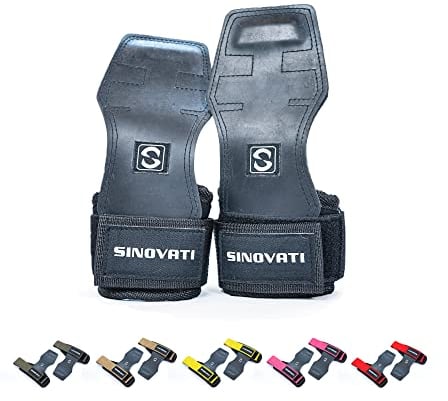 SINOVATI Zughilfen Krafttraining Lifting Straps | Fitness Zughilfen Crossfit Grips für Kraftsport Bodybuilding und Crossfit | Grip Pads Fitness mit 7mm Handgelenkpolster, Schwarz M