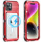 WIFORT for iPhone 14 Plus Waterproof Case, Heavy Duty Metal Cover with Built-in Screen Protector [Compatible with Magsafe], 360° Full Body Protective Shockproof Case for iPhone 14 Plus, 6.7 Red