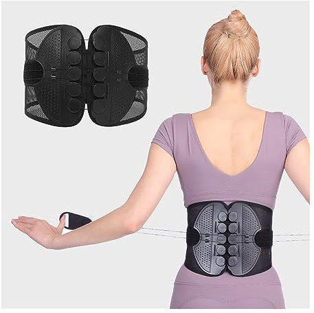 Taillenstützgürtel Mit Zwei Riemenscheiben Orthopädische Rückenstütze Für Bandscheibenvorfall Linderung Von Schmerzen Im Unteren Rückenbereich Unterstützung Der Lumbalen Dekompression ( Color : Black