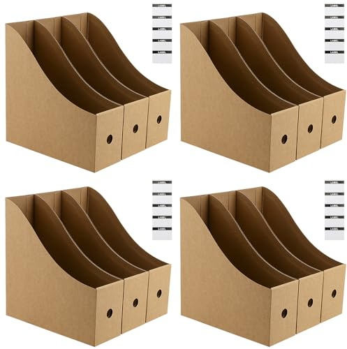 DAKFOOK 12 Stück A4 Zeitschriftenhalter, Pappe Zeitschriftenhalter, Dokumenten Organizer, A4 Kraftpapier Dateien, Aufbewahrung für Büro und Zuhause