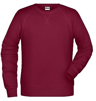 James & Nicholson Herren Raglan Sweatshirt - Sweatshirt im Raglanschnitt aus Bio-Baumwolle | Farbe: wine | Grösse: 4XL