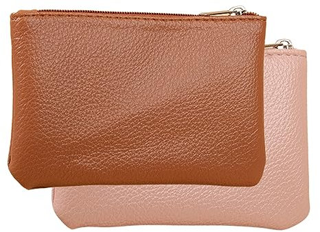 SULIUDAJI 2 Pièces Porte-Monnaie Portable en Cuir Végétalien avec Motif Litchi avec Fermeture Éclair pour Femme,Mini Porte-Monnaie pour Femme pour Cartes De Crédit Factures Pliées Clé