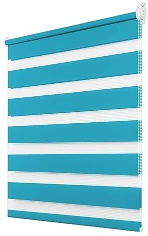 Deswell Doppelrollo Klemmfix ohne Bohren Türkis B85 x H120 cm (Stoffbreite 81cm) Rollos für Fenster ohne Bohren für Fenster mit Lichtdurchlässig & Verdunkelnd/Höhe Stufenlos Verstellbar