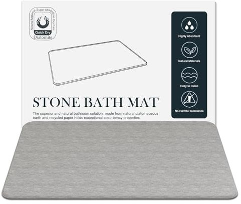 DAWNTREES Self Drying Stone Bath Mat,Diatomaceous Earth Shower Mat,Nonslip Super Absorbent Quick, Bathroom Floor Mat for Kitchen Counter, Natural Bathroom Mat Stone Easy to Clean