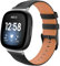 TiMOVO Leder Armband Kompatibel mit Fitbit Versa 4/Fitbit Versa 3/Fitbit Sense 2/Sense Uhrenarmband, Genarbtes Echtes Klassisches Leder Ersatzarmband für Damen und Herren, Schwarz