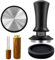 Wenosda Kaffee Tamper 51mm, Espresso Tamper Set Druckregulierender, Tampermatte Tool, 304 Edelstahl Base Kaffeestampfer mit Skaleneinstellung Base Ripple, Aluminiumgriff