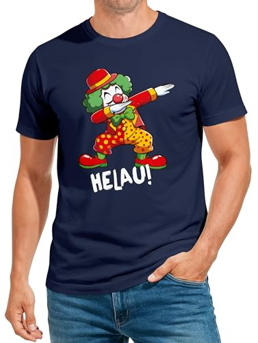 MoonWorks® Herren T-Shirt Fasching Karneval Dabbing Clown Kostüm-Ersatz Last Minute Faschingskostüme Männer Funshirt Navy XXL