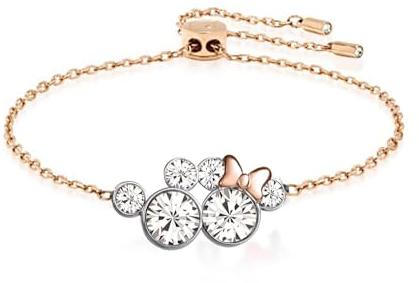 Kaguyo Mickey Mouse Armbänder, roségold-plattiertes 925 Sterlingsilber klare Zirkonia Minnie Mouse einstellbare Unendlichkeit Charms Link Armbänder für Frauen und Mädchen (rosé Minnie Mickey)