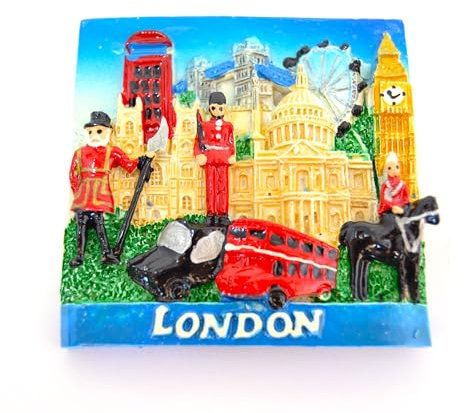 3D Imán para Nevera Londres. autobús de Dos Pisos, Taxi Negro, Big Ben, Cabina telefónica roja. Puente de la Torre. 7cm