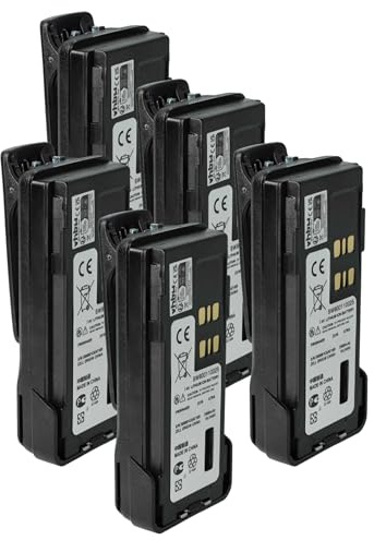 vhbw 5X Akku Ersatz für Motorola PMNN4543 | PMNN4493, PMNN4491B für Funkgerät, Walkie Talkie (2600 mAh, 7,4 V, Li-Ion) + Gürtelclip