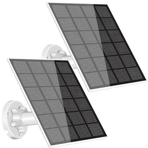 2 paneles solares para cámara de seguridad, cargador solar USB de 5 W, IP65, resistente al agua, con montaje ajustable de 360° y cable de carga de puerto micro USB de 9 pies
