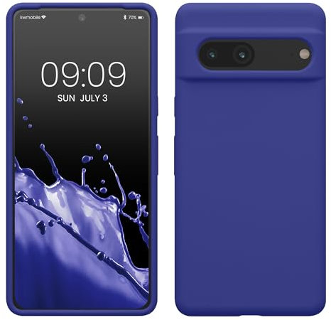 kwmobile Carcasa Compatible con Google Pixel 7 Funda - Case TPU y Silicona antigolpes - Apto Carga inalámbrica - Azul Morado