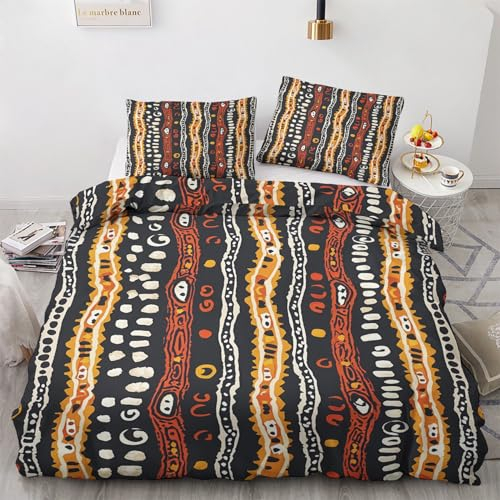 SUWALI Abstrakt Bettwäsche 155x220, Tribu Boho Bettwäsche-Sets, Weich Mikrofaser Bettbezug Set Wendebettwäsche 2teilig - 1 Bettbezüge und 1 Kissenbezug 80x80 cm, mit Reißverschluss