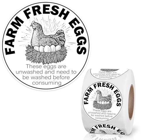 2 Inch Farm Fresh Eggs Carton Labels, Fresh Eggs Farmer's Market Packaging Sticker Chicken Labels for Business Farm Fresh Produce Egg Carton Labeling(500 PCS)
