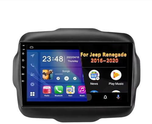 Android Autoradio 2 DIN per Jeep Renegade 2016-2020 9 Pollici Touch Screen Lettore Multimediale con Navigazione GPS Carplay WiFi Bluetooth FM RDS+Comandi al Volante