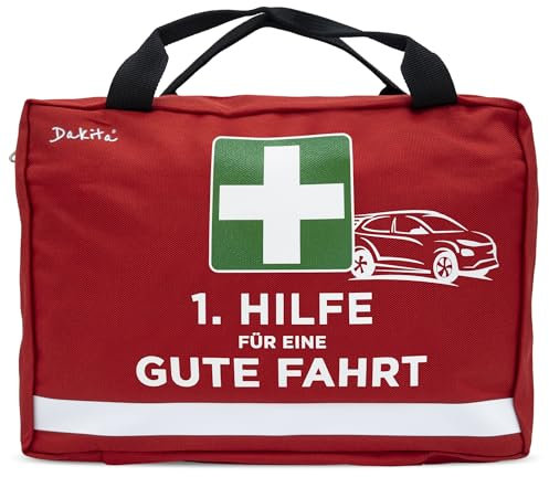 Dakita Erste-Hilfe-Tasche fürs Auto - Lustiges Geschenk zum Führerschein oder ersten Auto – 28x18x8 cm - rot, ohne Inhalt