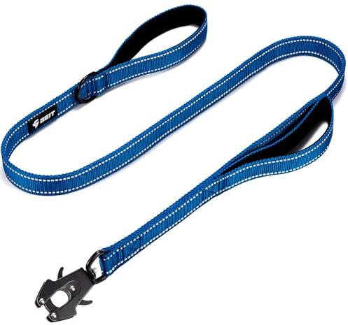 GEIT 4/5/6FT Dog Leash, Heavy Duty Dog Training Leash with Double Handles, Reflective Rope Leash with Quick Release/Locking Tactical Frog Clip for Small Medium and Large Dogs