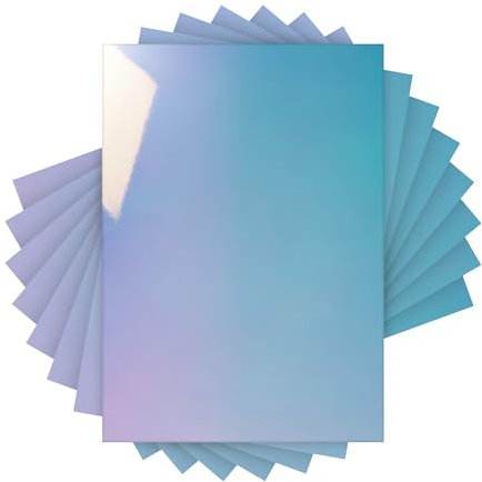 Craft Perfect Spiegelkarton – Hochglanz schillernd – Blau mit Schmucksteinen – 250 g/m² – A4 (20 Blatt)