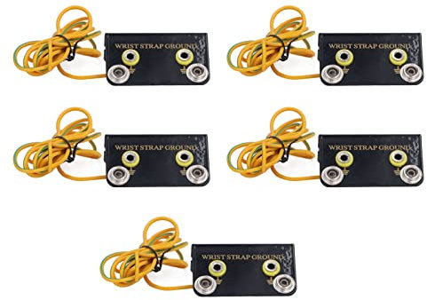 5 Stück ESD-Armband-Erdungsbuchse, Ring-Erdungsstecker, L-förmig, Nicht statisch, mit 1,75 m Anschlusskabel für die elektronische Militärindustrie