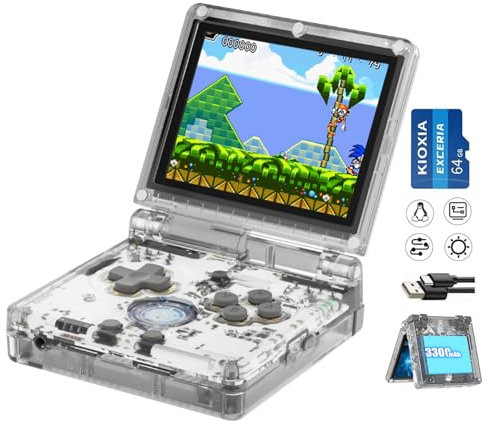 RG35XXSP Flip Retro Handheld Spielekonsole, 3,5 Zoll IPS Bildschirm Linux System mit 64G Karte vorinstalliert 5532 Spiele, Clamshell Spielekonsolen Unterstützt 5G WiFi Bluetooth HDMI