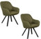 MR. DEKO® Diningsessel Matera Green Drehbar 2er-Set | HxBxT: 84x59x61 cm | Esszimmerstühle mit Holzbeinen | Polsterstuhl mit Armlehnen | Küchenstuhl, Polsterstuhl, Drehstuhl für Wohnzimmer Esszimmer