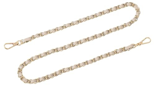 QUARKZMAN Taschenkette Geldbörse Kettenriemen, 80cm Taschenriemen Handtaschenketten Geldbörsengurte für Handtasche Geldbörse Ersatzriemen(Beiger Riemen + Goldkette)