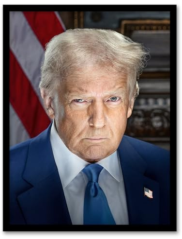 Artery8 United States 47th President Donald Trump Portrait Man Cave Artwork Framed Wall Art Print 18X24 Inch