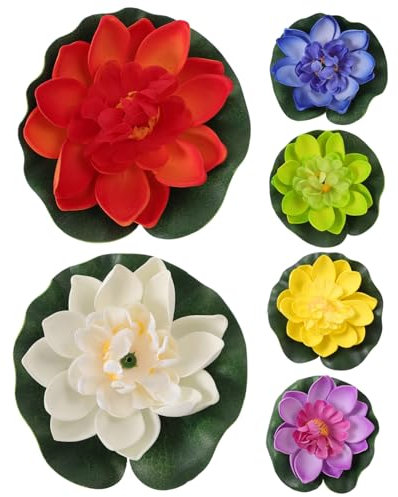 HEMOTON 6stücke Künstliche Lotusblume Deko Schwimmende Seerosen Für Teich Pool Garten Mischfarben Pflegeleichte Dekoration Für Innen Außen Hochwertige Aquarienpflanzen