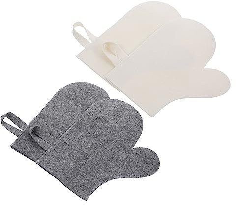 VANZACK 4 Stück Isolationshandschuhe Saunazubehör Hitze Handschuhe Dampfbad-Handschuh Wolle Außensauna Badehandschuh Handschuhe zum Körperpeeling Sauna-Handschuh Badhandschuhe gefühlt