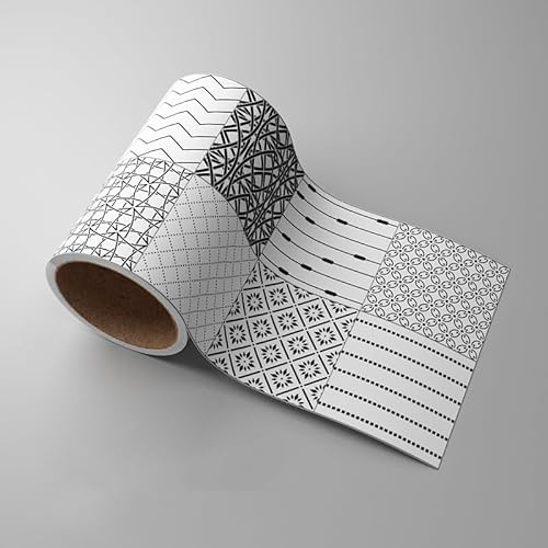 Dostear Bordüre Selbstklebend Kinderzimmer Tapeten Wohnzimmer Wanddeko Badezimmer 4d Fliesenaufkleber Wandleisten WeißE Linien 10cm X 500cm