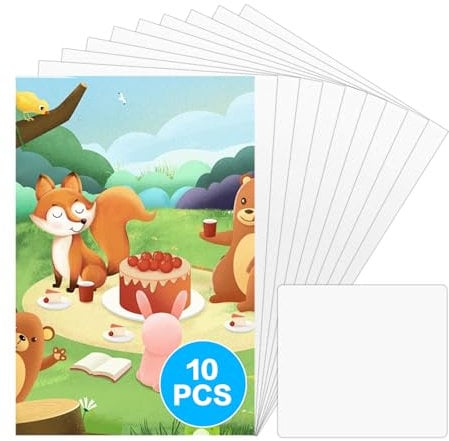 10 Feuilles de Film Thermo Rétractable Plastique, Films Thermorétractables Transparents A4, Film Plastique Rétractable pour Bricolage Artisanat Porte-clés Bijoux Pendentifs, avec 1 Plaque Acrylique