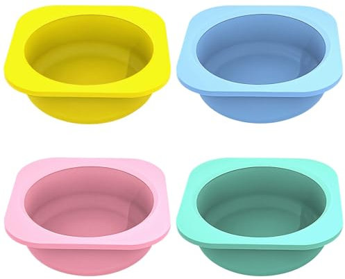 Chewtoyo 4 cuencos de silicona para control de porciones, recipientes apilables aptos para alimentos, ideales para prueba de masa de pizza y mucho más