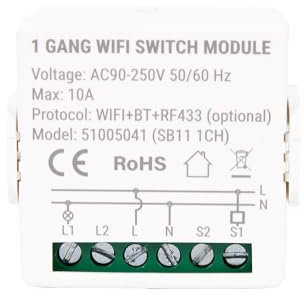 Cofan Relé inteligente 1 interruptor/conmutador WiFi | Conectividad WiFi 2.4 GHz + Bluetooth | Aplicación: Smart Life y Tuya | Adecuado para iluminación led hasta 150 W | Compatible con Alexa y Google