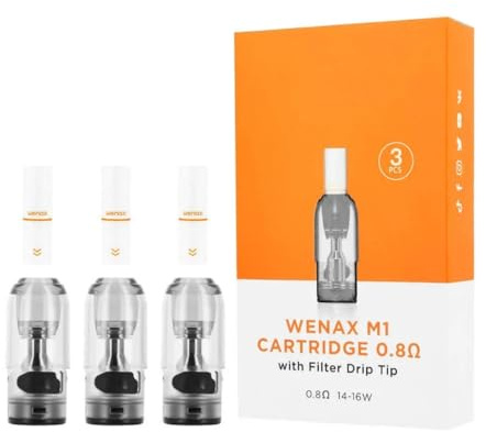 For Geekvape Wenax M1 Cartridge 0,8 Ω (2 ML Confezione da 3) Cartuccia Con filtro per gocciolare per Kit Wenax Vape Pen E-Cigs Originale - No Nicotine
