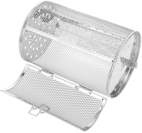 BEBEMOKO Cesta para Asador Giratorio Inoxidable Accesorio de Horno con Diseño de Puerta y Soporte para Asar Verduras y Nueces Parrillas y Hornos