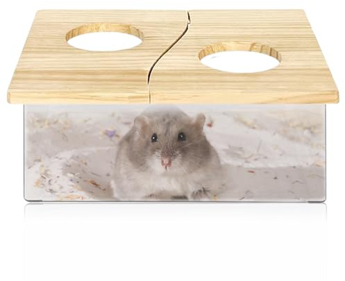 Haustier Hamster Badezimmer, Hamster Toilette, Sandbad Blühende Ratte, Sandbad Container Toilette Transparente Acryl Lemminge Badebox, Abnehmbarer Sand Badezimmer für Mäuse Lemminge (Volle Deckung)