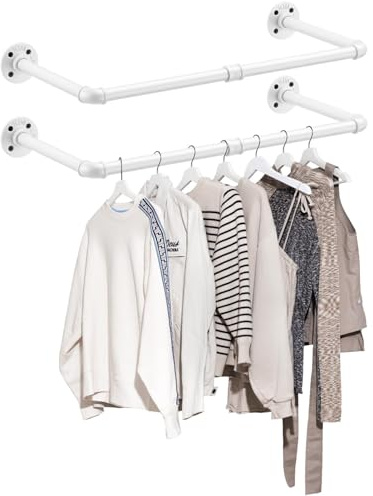 eSynic Wandmontierte Kleiderstange – 60cm Industrielle Kupfer Kleiderstange, Robuste und Abnehmbare Garderobe für Schlafzimmer, Garderobe, mit Schwerlast-Industrierohr-Design