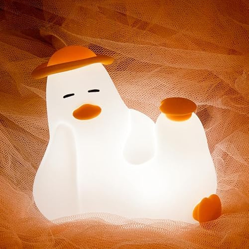 Ente Nachtlicht mit weißem Rauschen, Kinder Touch-Steuerung Silikon Nachtlicht Baby 8 beruhigende Schlafgeräusche, USB Wiederaufladbar Nachttischlampe Schlafzimmer Dekor Kinder Geschenke (Kleine Ente)