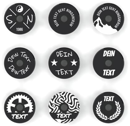 Dein Brandstempel Personalisierte MTB Ahead Kappe 1 1/8 Zoll – Individuell mit eigenem Text & Design graviert – Fahrrad Vorbaukappe aus Aluminium – Custom Aheadcap für Mountainbike & Rennrad