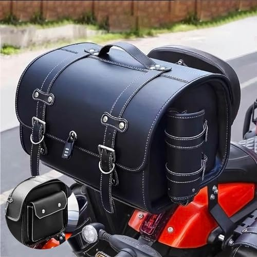 GDBTDL Retro Motorrad Topcase, Wasserdichter Universaler Motorradkoffer mit Sicherheitsschloss & Tragegriff, Motorrad Helm Aufbewahrungskoffer, Großzügiger Reisekoffer