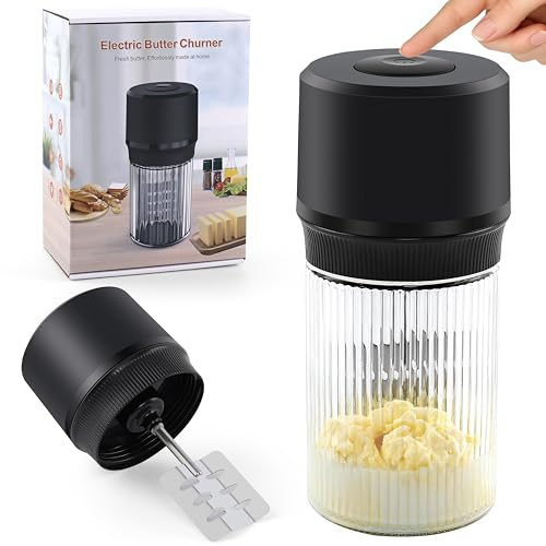 IFOLO Electric Butter Churner – One-Touch Butter Maker, 34oz Food-Grade Glass Jar with High-Speed Brushless Motor, Freshly Made in Just 5-10 Mins.